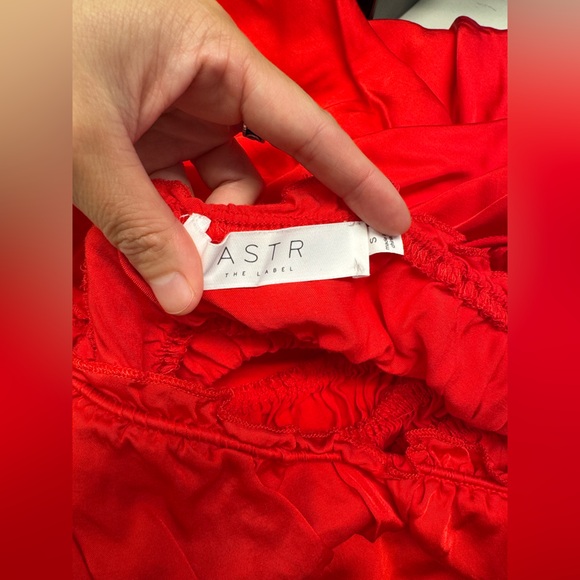ASTR the Label Red Enola Satin Smocked Midi Dress - Picture 3 of 4